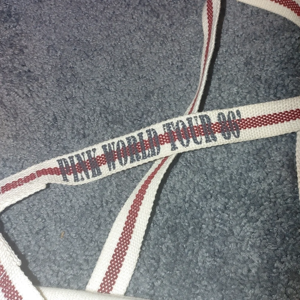 Victoria's Secret Cream and Red Retro Tote And Blanket Bundle.